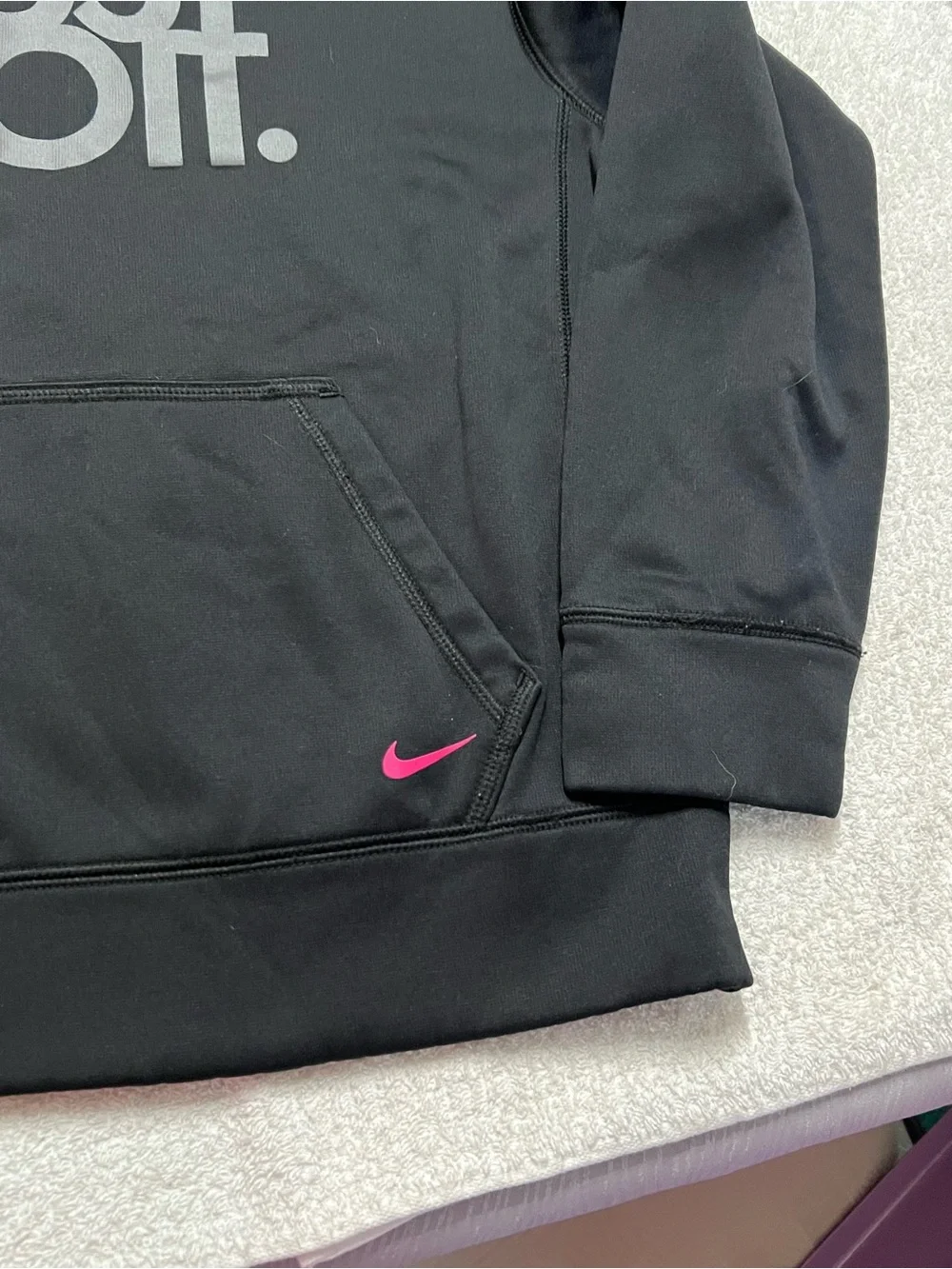 Nike Girls Youth M Therma-FIT Just Do It Hoodie Black Gray Pink 520529-010